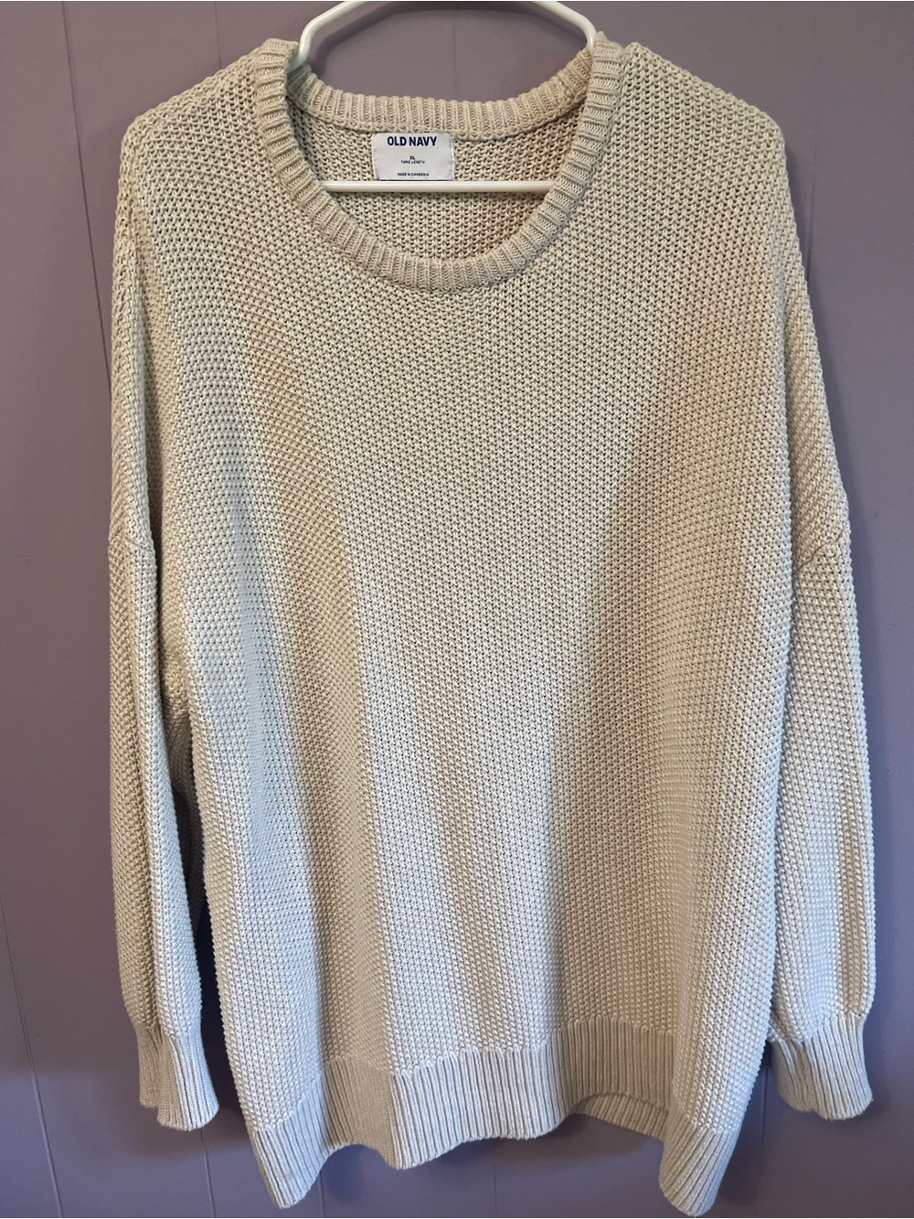 Old Navy Cream Waffle-Knit Crewneck Sweater